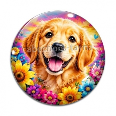 Cabochon Verre - chien roux- cabochon verre ou résine- magnette