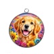 Pendentif Cabochon Argent - chien roux- cabochon verre ou résine- magnette