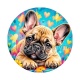 chien bouledogue- cabochon verre ou résine- trépied