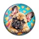 Cabochon Résine - chien bouledogue- cabochon verre ou résine- trépied