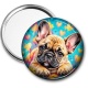Miroir de poche - chien bouledogue- cabochon verre ou résine- trépied