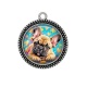Pendentif Cabochon Argent - chien bouledogue- cabochon verre ou résine- trépied