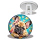 Trépied - chien bouledogue- cabochon verre ou résine- trépied