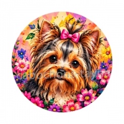 chien Yorkshire- cabochon verre ou résine