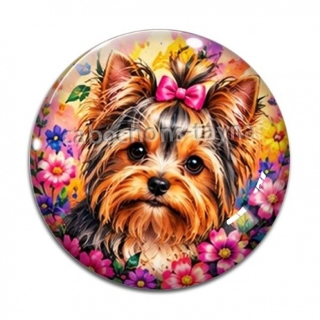 Cabochon Verre - chien york- cabochon verre ou résine