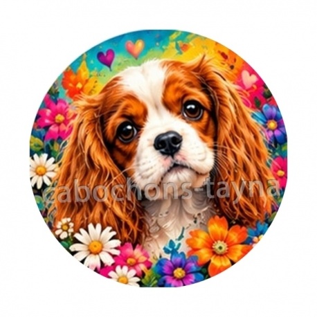 chien Cavalier King Charles- cabochon verre ou résine- pendentif