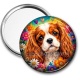 Miroir de poche - chien épagneul- cabochon verre ou résine- pendentif
