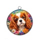 Pendentif Cabochon Argent - chien épagneul- cabochon verre ou résine- pendentif
