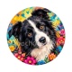 chien border collie cabochon verre ou résine- pendentif