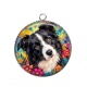 Pendentif Cabochon Argent - chien border collie cabochon verre ou résine- pendentif