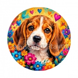 chien Le Beagle cabochon verre ou résine- porte clés