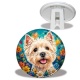Trépied - chien blanc- cabochon verre ou résine- magnet