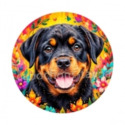 chien Rottweiler- cabochon verre ou résine- porte clés