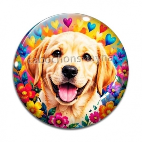 Cabochon Verre - chien labrador- cabochon verre ou résine- pendentif