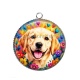 Pendentif Cabochon Argent - chien labrador- cabochon verre ou résine- pendentif