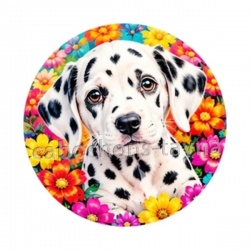 chien dalmatien- cabochon verre ou résine -porte clés