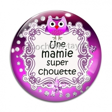 Cabochon Verre - mamie chouette