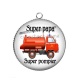 Pendentif Cabochon Argent - super papa super pompier