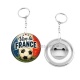 Porte clés décapsuleur - cabochon foot- vive la France- verre ou résine