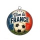Pendentif Cabochon Argent - cabochon foot- vive la France- verre ou résine