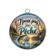 Pendentif Cabochon Argent - cabochon J'peux pas j'ai pêche, plusieurs supports