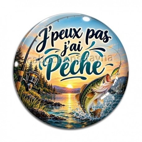 Cabochon Verre - cabochon J'peux pas j'ai pêche
