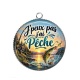 Pendentif Cabochon Argent - cabochon J'peux pas j'ai pêche