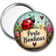 Miroir de poche - porte bonheur coccinelle- cabochon verre ou résine, porte clé