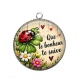 Pendentif Cabochon Argent - cabochon porte bonheur- que le bonheur te suivi