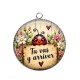 Pendentif Cabochon Argent - cabochon porte bonheur- tu vas y arriver