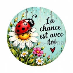 porte bonheur- la chance est avec toi- cabochon verre ou résine