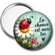 Miroir de poche - porte bonheur- la chance est avec toi- cabochon verre ou résine