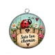 Pendentif Cabochon Argent - cabochon suis ton chemin- cabochon verre ou résine, miroir