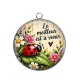 Pendentif Cabochon Argent - cabochon porte bonheur le meilleur est à venir- magnet- miroir
