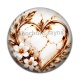 Cabochon Résine - .cabochon coeur blanc et doré- verre ou résine