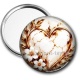 Miroir de poche - .cabochon coeur blanc et doré- verre ou résine