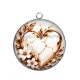 Pendentif Cabochon Argent - .cabochon coeur blanc et doré- verre ou résine
