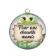 Pendentif Cabochon Argent - mamie chouette