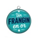 Pendentif Cabochon Argent - cabochon un frangin en or- verre ou résine- décapsuleur