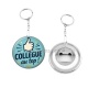 Porte clés décapsuleur - cabochon collègue au top- verre ou résine- décapsuleur