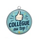 Pendentif Cabochon Argent - cabochon collègue au top- verre ou résine- décapsuleur