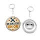 Porte clés décapsuleur - cabochon collègue en or- verre ou résine