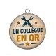 Pendentif Cabochon Argent - cabochon collègue en or- verre ou résine