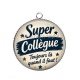 Pendentif Cabochon Argent - cabochon super collègue- verre ou résine- Porte clé