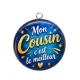 Pendentif Cabochon Argent - cabochon mon cousin c'est le meilleur