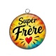 Pendentif Cabochon Argent - cabochon super frère- verre ou résine- porte clé
