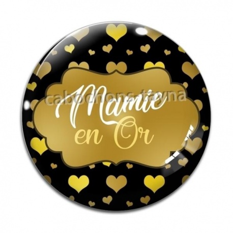 Cabochon Verre - mamie en or
