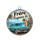 Pendentif Cabochon Argent - cabochon frère toujours là- magnet frère
