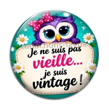 Cabochon Verre - cabochon je ne suis pas vieille je suis vintage- miroir slogan