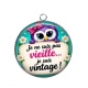 Pendentif Cabochon Argent - cabochon je ne suis pas vieille je suis vintage- miroir slogan